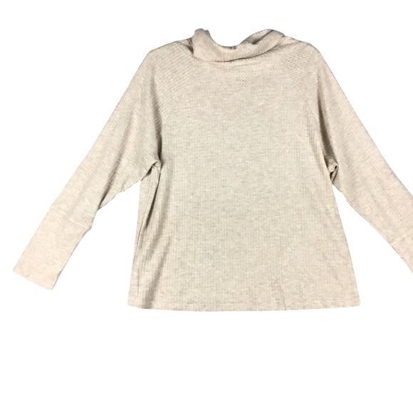 Bobeau Women's Medium Cowl Neck Waffle Knit Pullover Top Brown Heather NWOT - Picture 3 of 13